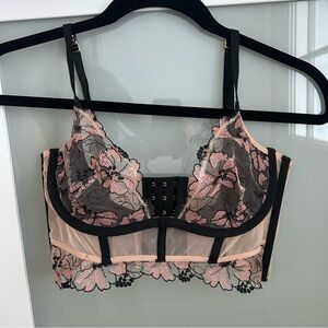 Victorias Secret Floral Lace Bralette in Black and Pink